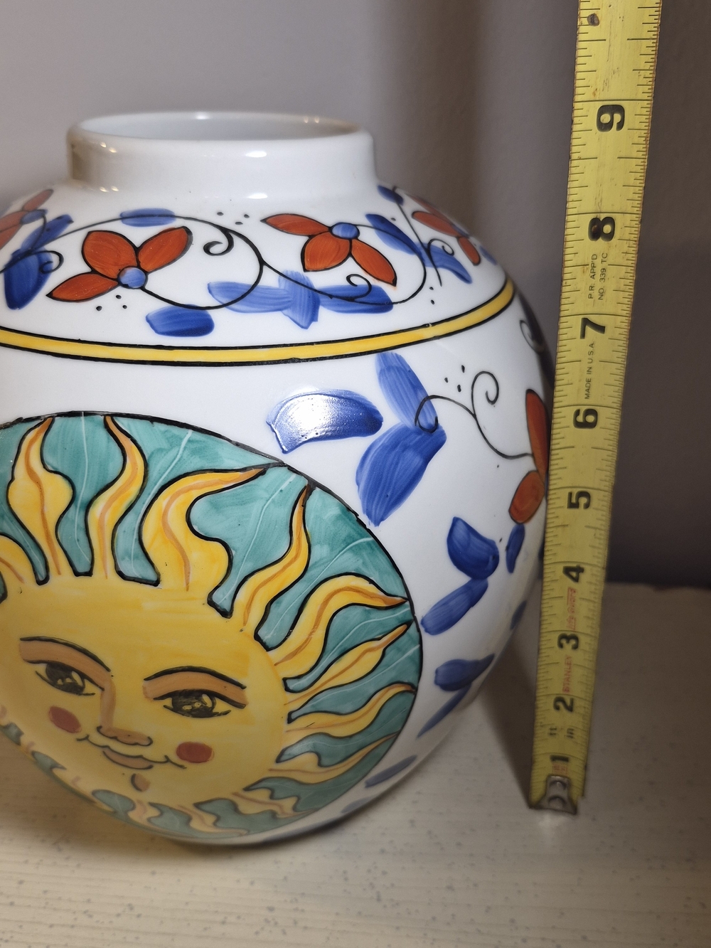 VTG Hand Painted WBI Celestrial Sunburst Vase - Picture 10 of 10